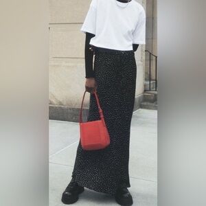 Zara Midi Black and White Polka Dot Skirt